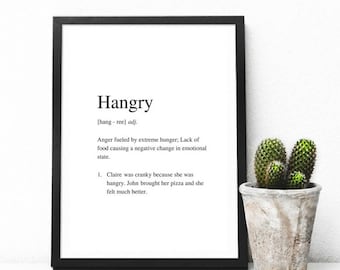 Hangry definitie kunstafdruk | A4, ingelijst