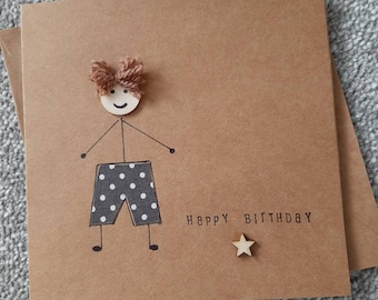 Birthday card - boy - husband- friend -son- male family -personalised- stickman