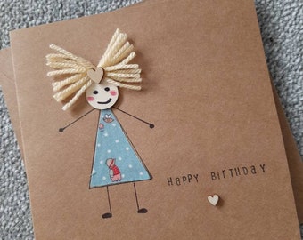 Birthday card - girl - mum- friend -daughter-sister- female- dolly-personalised-