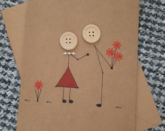 Anniversary card -Valentine's day-romantic - love- birthday card-  hand drawn- greetings- girlfriend- wife-boyfriend- husband