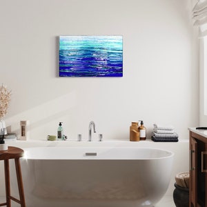 Ocean wall art Glass art Ocean glass wall art Fused glass art Coastal wall art Beach house wall art Living room wall art Large ocean art