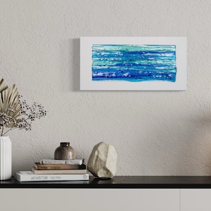 Ocean glass wall art Modern glass wall art Ocean wall art Coastal decor Beach house wall art Living room wall art Fused glass wall art