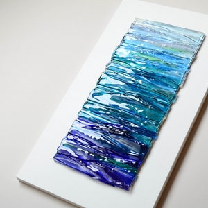 Glass art Ocean wall art Fused glass wall art Vertical wall art Beach house wall art Coastal wall art