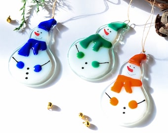 Christmas decorations Snowman Holiday decor Fused glass ornaments Christmas decor Christmas tree decorations Christmas gifts Presents