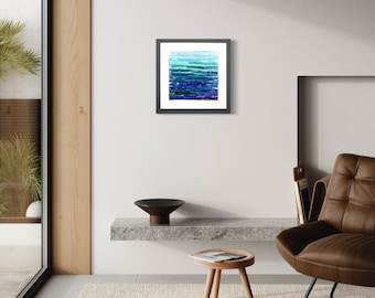 Glass art Ocean wall art Coastal decor Large wall art Fused glass art Modern glass art Bathroom wall decor Living room wall art Blue art