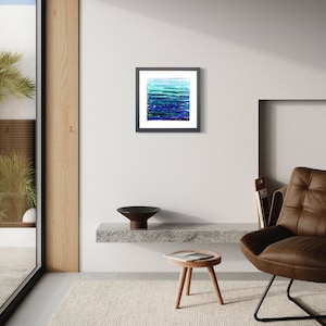 Glass art Ocean wall art Coastal decor Large wall art Fused glass art Modern glass art Bathroom wall decor Living room wall art Blue art