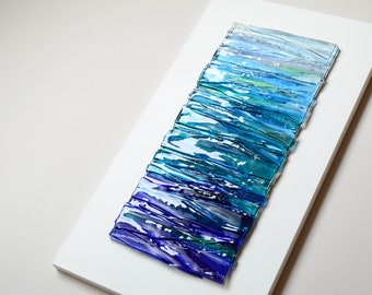 Glass art Ocean wall art Fused glass wall art Vertical wall art Beach house wall art Coastal wall art