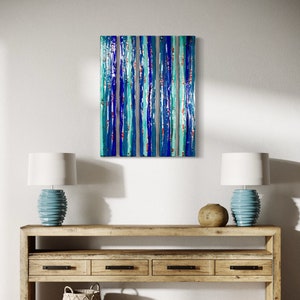Modern glass wall art Glass art Fused glass wall art Large panels Office wall art Living room wall art Coastal wall art Set of five pieces