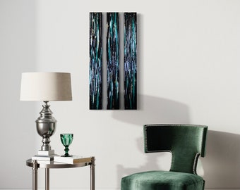 Fused Glass Wall Art: Contemporary Set of Three Panels