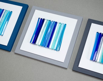 3d wall art Wall sculpture Glass wall art Blue art Square panel Fused glass art Modern wall art Contemporary wall art Coastal wall art