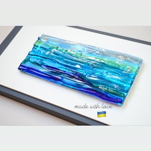 Ocean decor Glass wall art Coastal decor Beach art Modern wall art Ocean wall art Waves art Bathroom wall art Beach decor Fused glass art