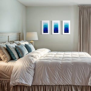 Modern Fused Glass Ocean Wall Art – Blue Coastal Vertical Glass Panel – 3D Textured Wave Sculpture – Contemporary Beach House Decor image 18