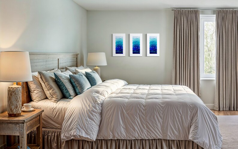 Modern Fused Glass Ocean Wall Art – Blue Coastal Vertical Glass Panel – 3D Textured Wave Sculpture – Contemporary Beach House Decor image 18