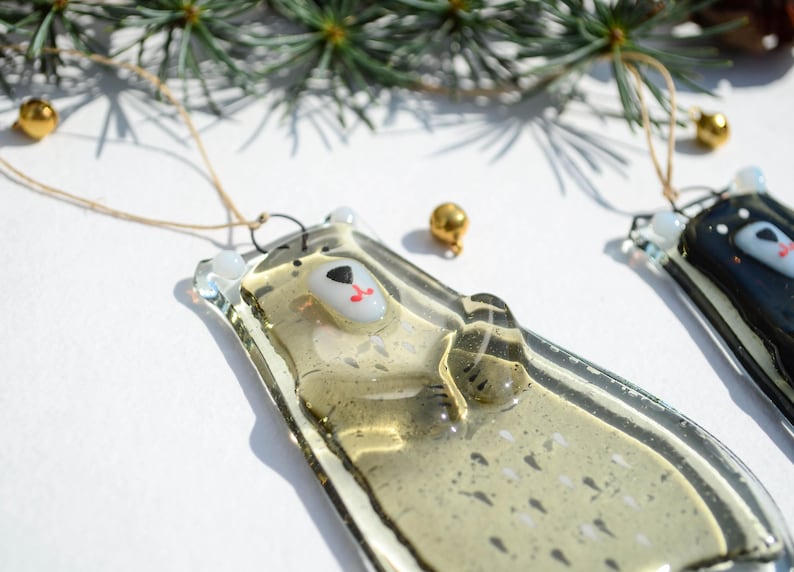 Bear Holiday ornaments Holiday decor Christmas decorations Fused glass ornaments Glass ornaments Christmas gifts Personalised ornaments image 10