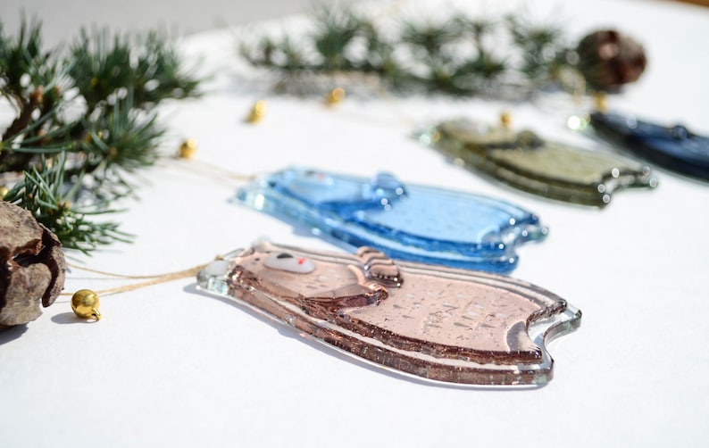 Bear Holiday ornaments Holiday decor Christmas decorations Fused glass ornaments Glass ornaments Christmas gifts Personalised ornaments image 6