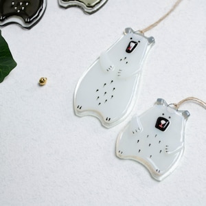 Bear Holiday ornaments Holiday decor Christmas decorations Fused glass ornaments Glass ornaments Christmas gifts Personalised ornaments Big white