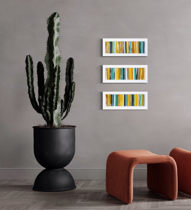 Glass art Modern wall art Fused glass art 3D wall art Modern glass wall art Set of three pieces image 9