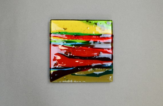 Abstract glass art Fused glass art Glass wall art Contemporary glass art Office wall art Kitchen wall decor Wall accent