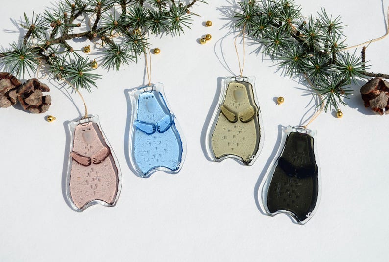 Bear Holiday ornaments Holiday decor Christmas decorations Fused glass ornaments Glass ornaments Christmas gifts Personalised ornaments image 18