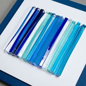 3D Wandkunst Wandskulptur Glaswandkunst Blaue Kunst Quadratische Platte Geschmolzenes Glaskunst Moderne Wandkunst Zeitgenössische Wandkunst Küstenwandkunst