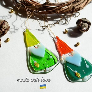 Christmas decorations Gnome Nisse Tomte Tonttu Nordic gnome Scandinavian gnome Christmas gnome Fused glass ornaments Personalised ornaments
