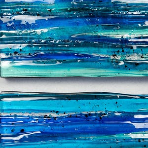 Ocean Glass Wall Art: Fused Glass Coastal Decor, Set of 3
