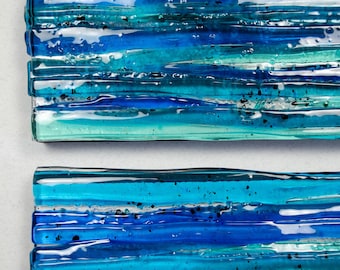Ocean Glass Wall Art: Fused Glass Coastal Decor, Set of 3