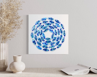 Glass wall art Modern glass art Ocean glass wall art Fused glass wall art Coastal wall art blue wall art Contemporary glass wall art