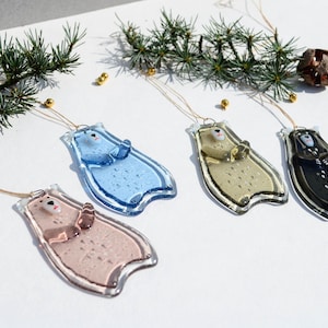 Bear Holiday ornaments Holiday decor Christmas decorations Fused glass ornaments Glass ornaments Christmas gifts Personalised ornaments image 5