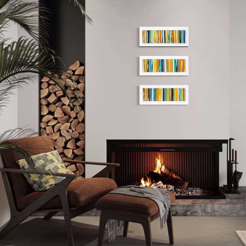 Glass art Modern wall art Fused glass art 3D wall art Modern glass wall art Set of three pieces image 8
