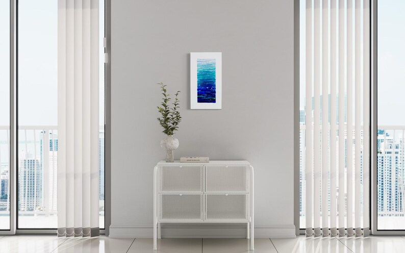 Modern Fused Glass Ocean Wall Art – Blue Coastal Vertical Glass Panel – 3D Textured Wave Sculpture – Contemporary Beach House Decor image 20