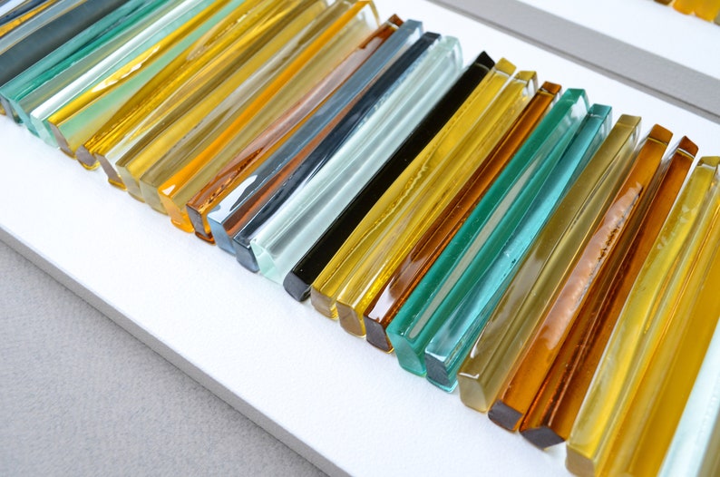 Glass art Modern wall art Fused glass art 3D wall art Modern glass wall art Set of three pieces image 6