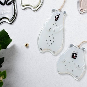 Bear Holiday ornaments Holiday decor Christmas decorations Fused glass ornaments Glass ornaments Christmas gifts Personalised ornaments Little white :)