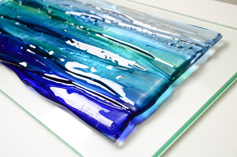 Glass Wall Art Large Ocean Art Fused Glass Wall Art Coastal Decor ...