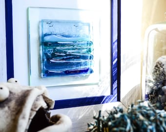 Glass Wall Art Ocean Art Ocean Glass Art Modern Art Fused Glass Art Abstract Ocean Waves Art Seascape Sea Ocean Decor Beach Wall Art