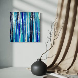 Modern glass art Fused glass wall art Blue glass artwork Abstract glass art Blue coastal glass panel Ocean colors home decor Modern decor