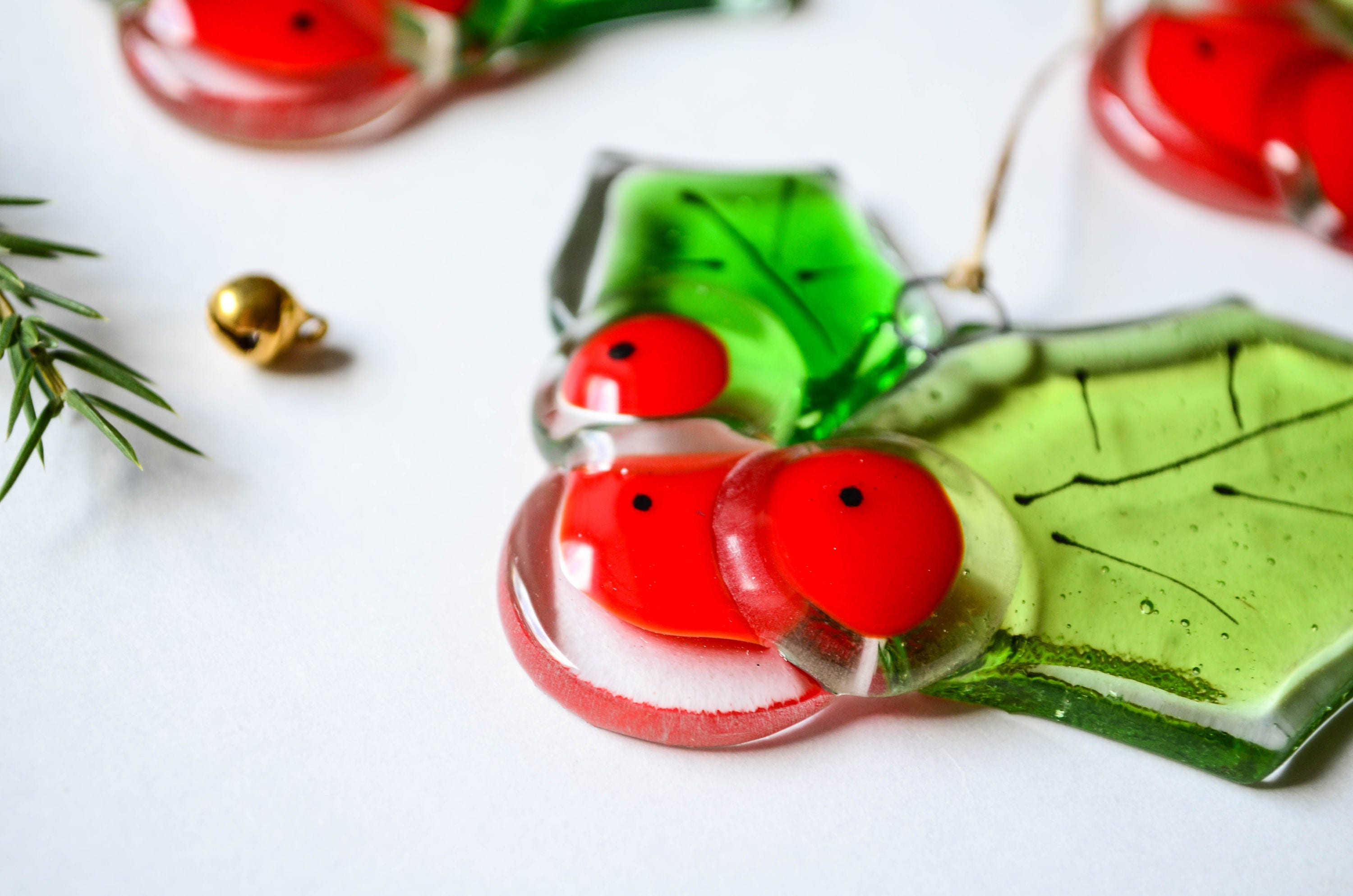 Holly Ornements de Noël Shamrock Décor Vacances Verre Fondu Décoration d'arbre Décorations Petits Ca