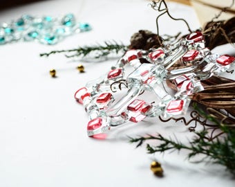 Glass snowflakes Holiday decor Fused glass ornaments Christmas decorations Christmas ornaments Christmas tree decor Xmas gift