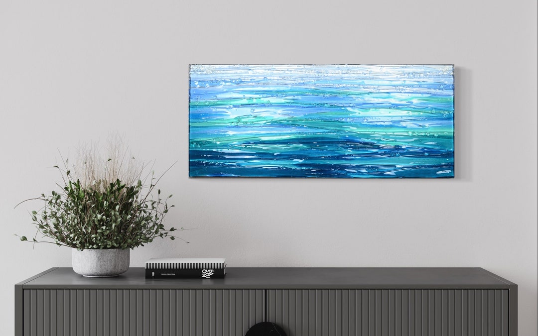Ocean Glass Wall Art Ocean Glass Art Coastal Wall Art Modern Etsy