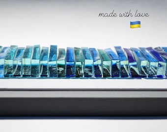 Modern art Vertical wall art Fused glass wall art Abstract wall art Ocean decor Coastal decor Beach wall art 3d wall art Aqua blue wall art