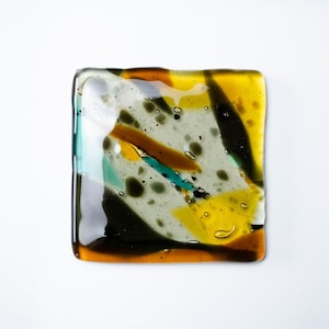 Modern Glass Art Set, Abstract Fused Glass Wall Panels, Contemporary Gallery Wall, Minimalist Framed Artwork, Designer Home Decor image 3