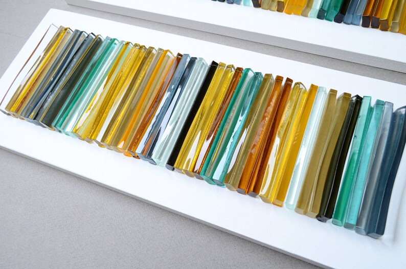 Glass art Modern wall art Fused glass art 3D wall art Modern glass wall art Set of three pieces image 5