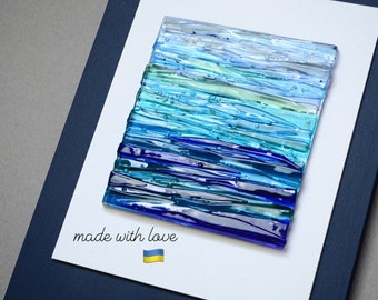 Glass wall art Ocean decor Coastal decor Beach wall art Ocean wall art Modern wall art Fused glass wall art Beach house decor Abstract art