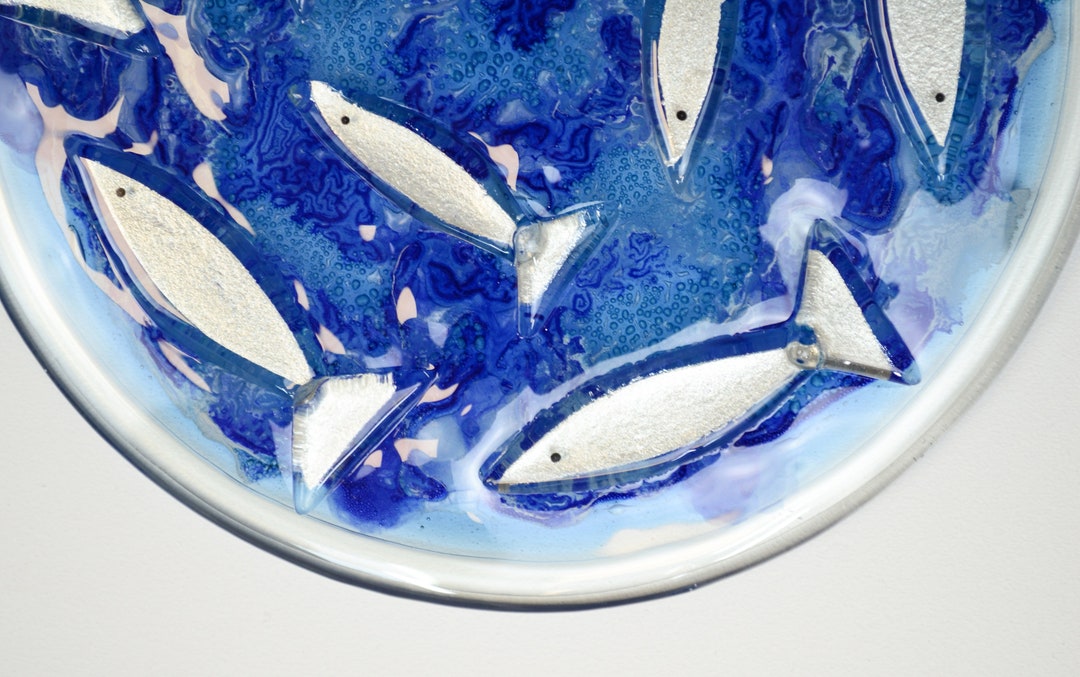 Fish Glass Art Fish Wall Art Bathroom Wall Art Ocean Glass Wall Art