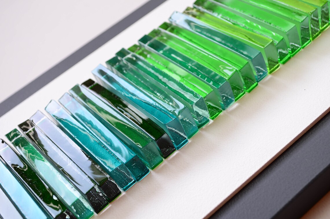 Modern glass art Green wall art 3D wall art Glass art Fused Etsy