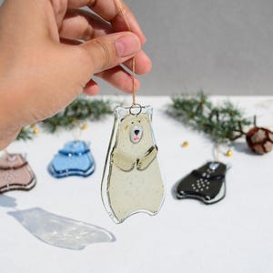 Bear Holiday ornaments Holiday decor Christmas decorations Fused glass ornaments Glass ornaments Christmas gifts Personalised ornaments image 2
