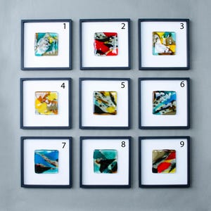 Modern Glass Art Set, Abstract Fused Glass Wall Panels, Contemporary Gallery Wall, Minimalist Framed Artwork, Designer Home Decor image 20