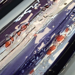 Large glass art Modern glass art Fused glass wall art Large vertical panels Office wall art Multiple panels Abstract Purple wall art