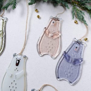 Bear Holiday ornaments Holiday decor Christmas decorations Fused glass ornaments Glass ornaments Christmas gifts Personalised ornaments image 14