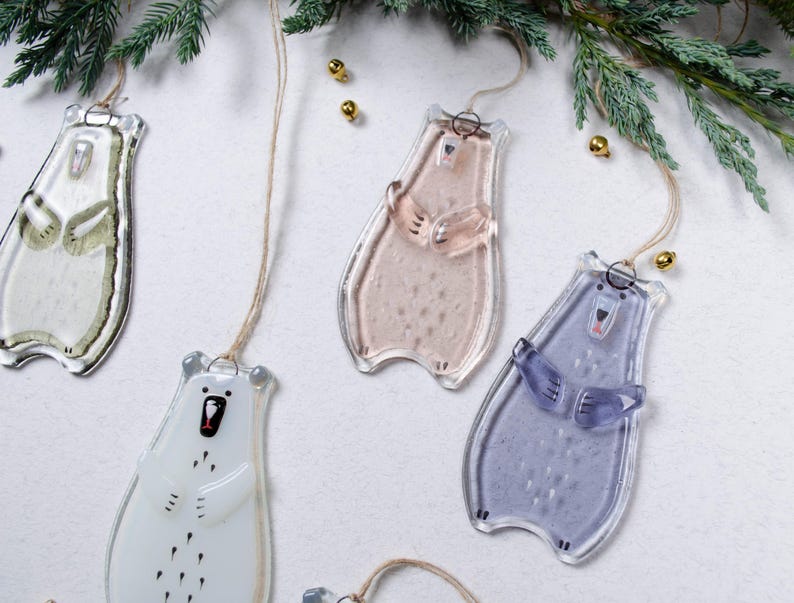 Bear Holiday ornaments Holiday decor Christmas decorations Fused glass ornaments Glass ornaments Christmas gifts Personalised ornaments image 14